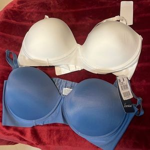 Pair of Leonisa bras NWT size 36B in white and blue - with removable straps